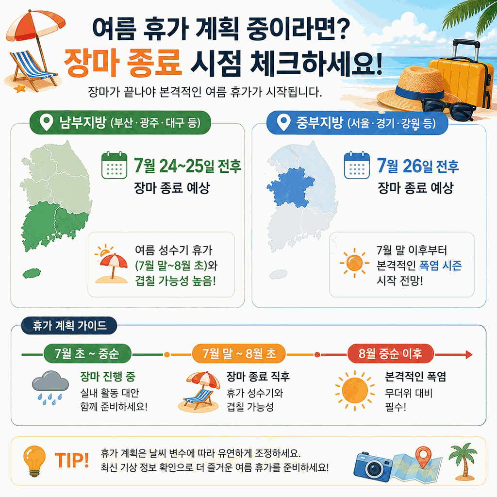 2026년 장마기간 지역별 총정리 | 제주 6월 19일·서울 6월 25일 시작 예상·강수 특징·대비 체크리스트 5 2026년 장마기간 지역별 총정리 6