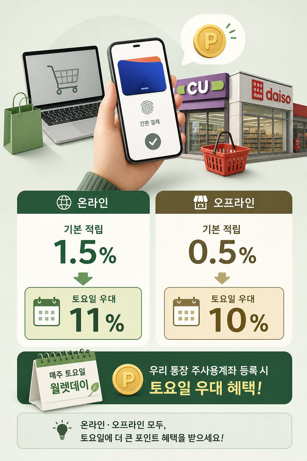 삼성월렛머니 다이소·CU 결제 가능 | 토요일 11% 적립 4 삼성월렛머니 다이소·CU 결제 가능 토요일 11 적립 1 2