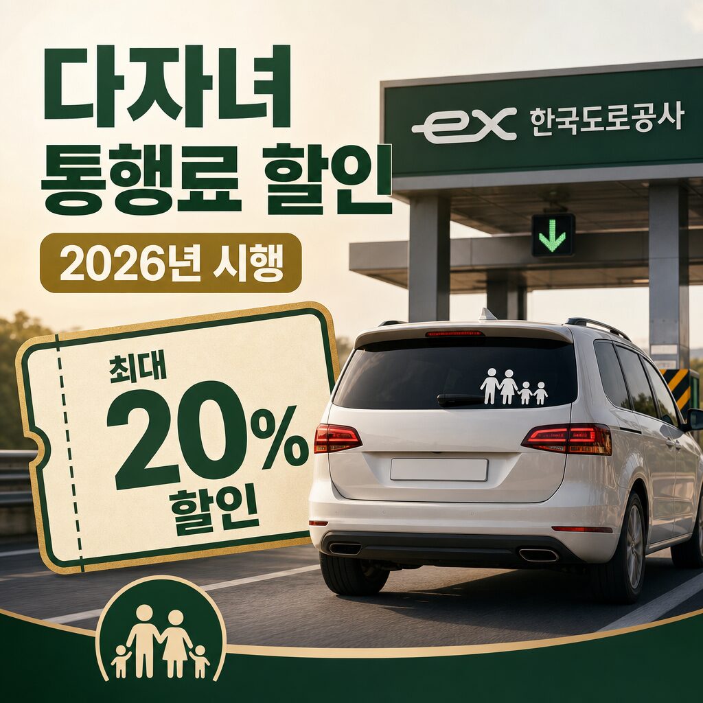 한국도로공사 다자녀등록 2026년 고속도로 통행료 할인