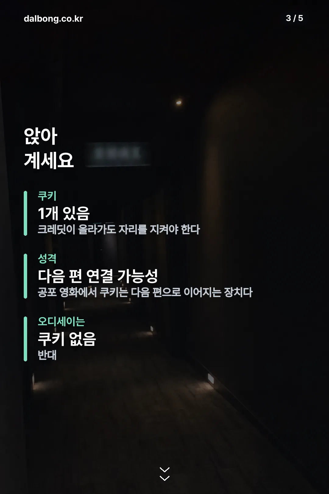 인시디어스 상영시간과 쿠키 안내 카드 3
