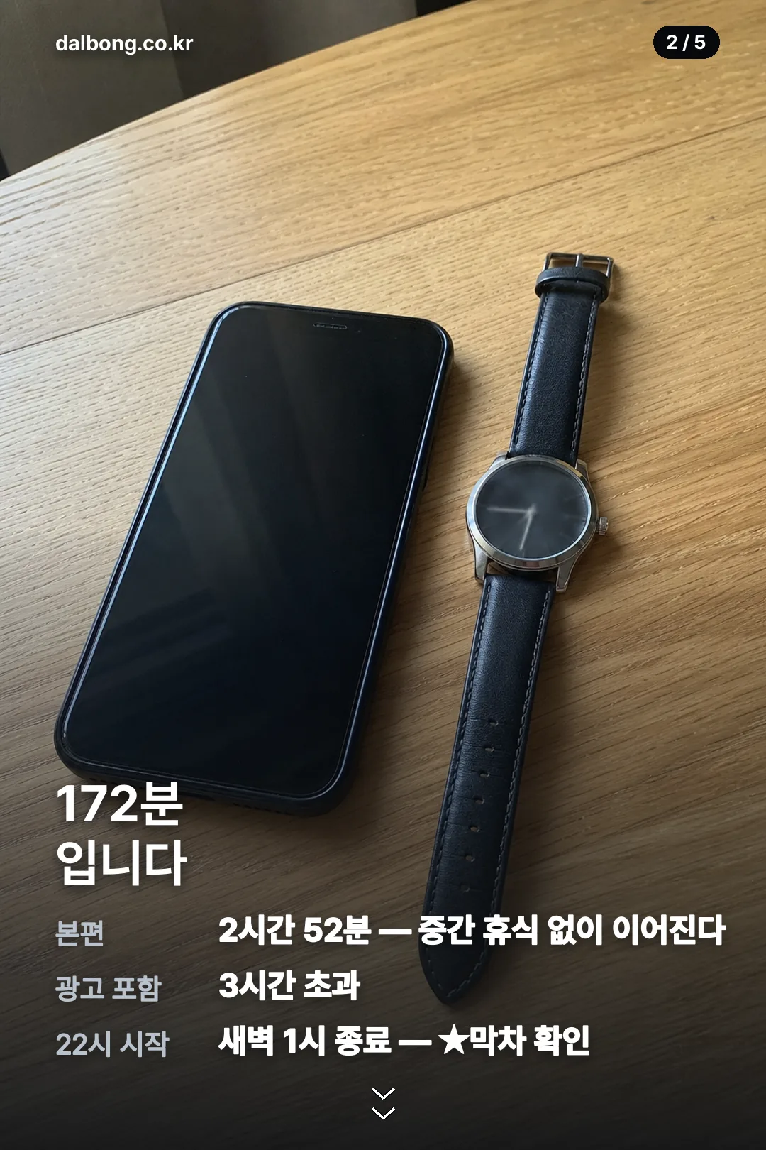 오디세이 상영시간과 관람 포맷 안내 카드 2