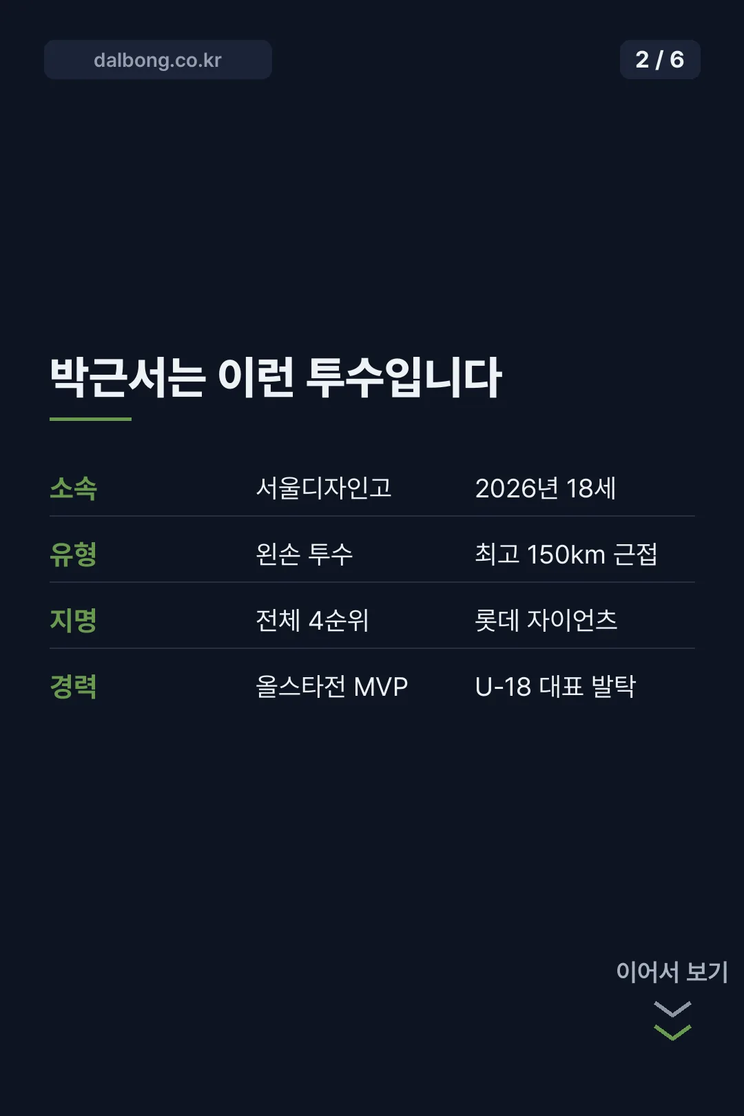 박근서 2027 KBO 신인 드래프트 카드뉴스 2
